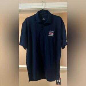 NWT Men’s Under Armour Heatgear Collegiate LMU Embroidered Navy Blue Polo M.